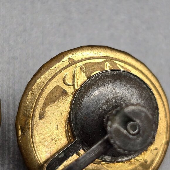 VTG Faceted Moonstone Earrings 19.6mm Ornate Flame Prongs Screw Back Signed La? - Picture 6 of 10